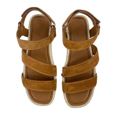 Vince Elian Suede Flatform Espadrille Sandals Brown Size 9.5