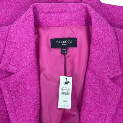 Talbots Wool Blend 2 Buttons Front Blazer Jacket Pink Size 20W