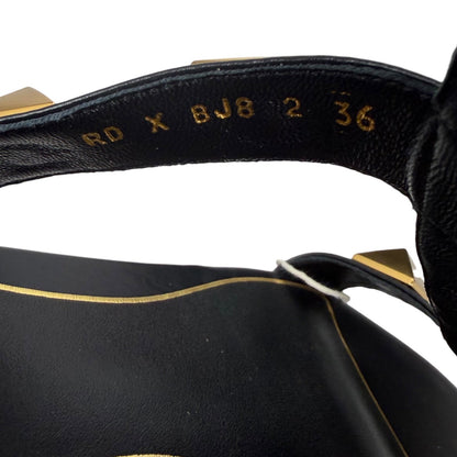 Valentino Garavani Roman Stud Ankle Strap Leather Sandal Black Size 36