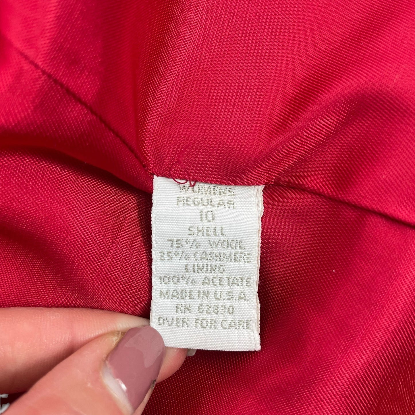 Lands' End Wool Cashmere Blend One Button Blazer Jacket Red SIze 10