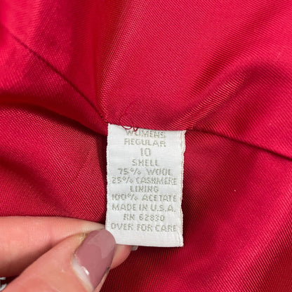 Lands' End Wool Cashmere Blend One Button Blazer Jacket Red SIze 10