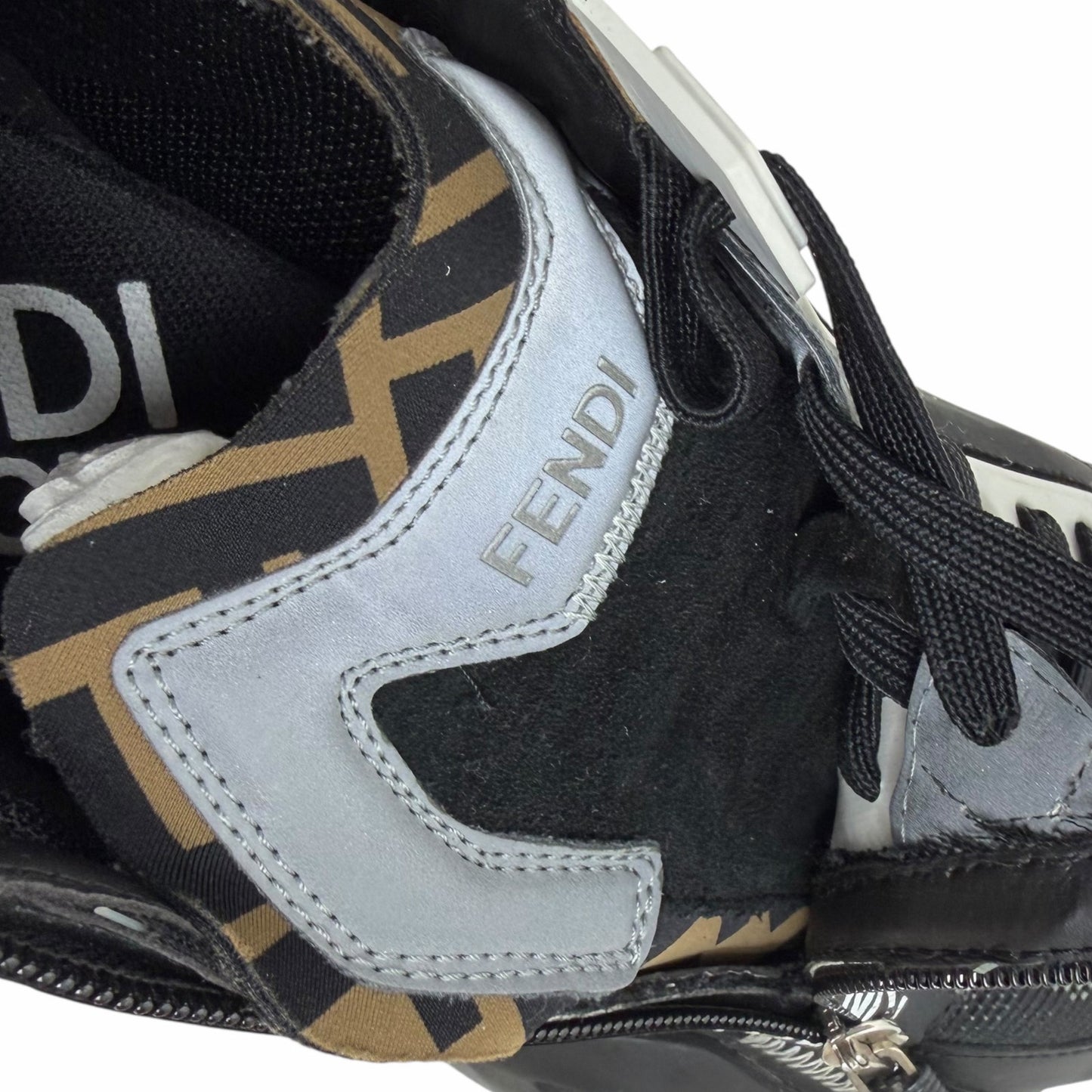 Fendi Flow Sneakers Zucca FF Logo Monogram Black White Size 11/ US 12