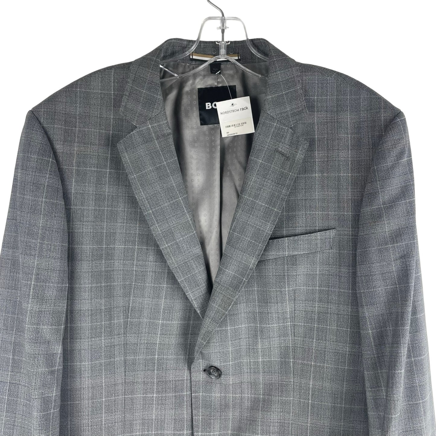 Hugo Boss Plaid Wool Suit Jacket Blazer 2 Buttons Gray Size 42S