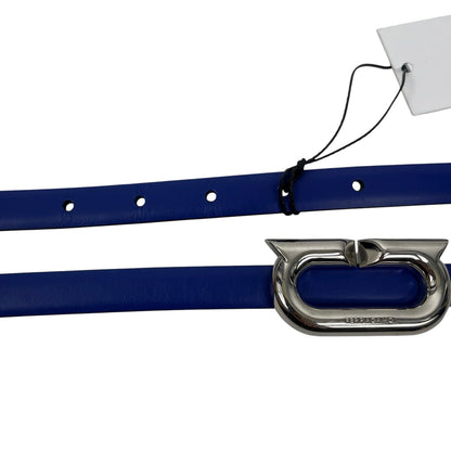 Salvatore Ferragamo Gancio Ellipse Skinny Leather Belt Size 80/32"
