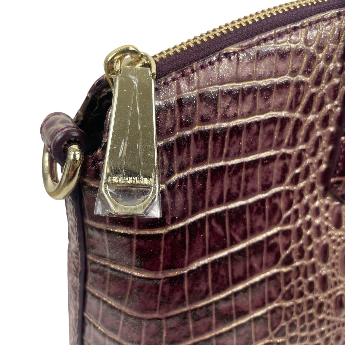 Brahmin Large Duxbury Satchel Bag Port Ombre Melbourne Purple Leather Croc