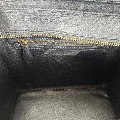 Celine Tricolor Mini Luggage Tote Bag Calf Leather Suede Rust Red Black