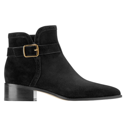 Cole Haan Norella Buckle Snip Toe Suede Ankle Boots Black Size 10B