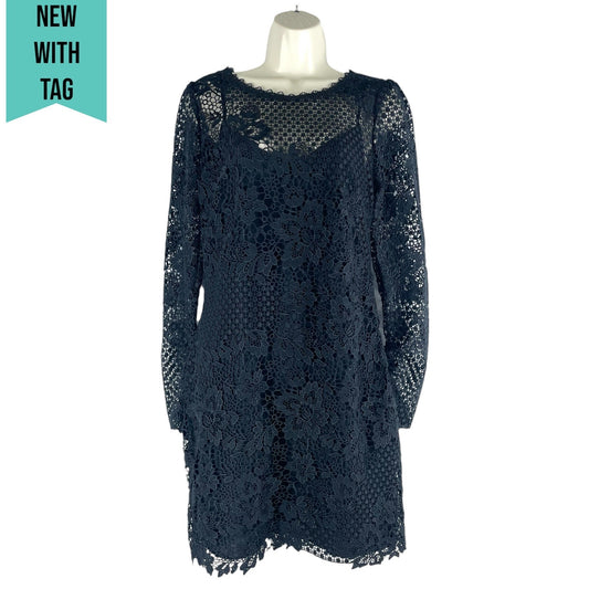 Joie Hemera Lace Yoke Long Sleeve Mini Dress Black Size 8