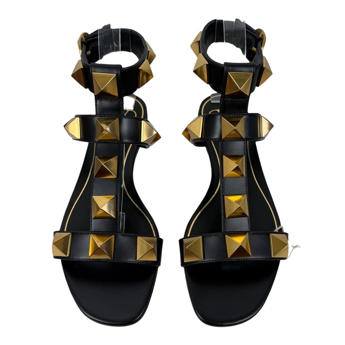 Valentino Garavani Roman Stud Ankle Strap Leather Sandal Black Size 36
