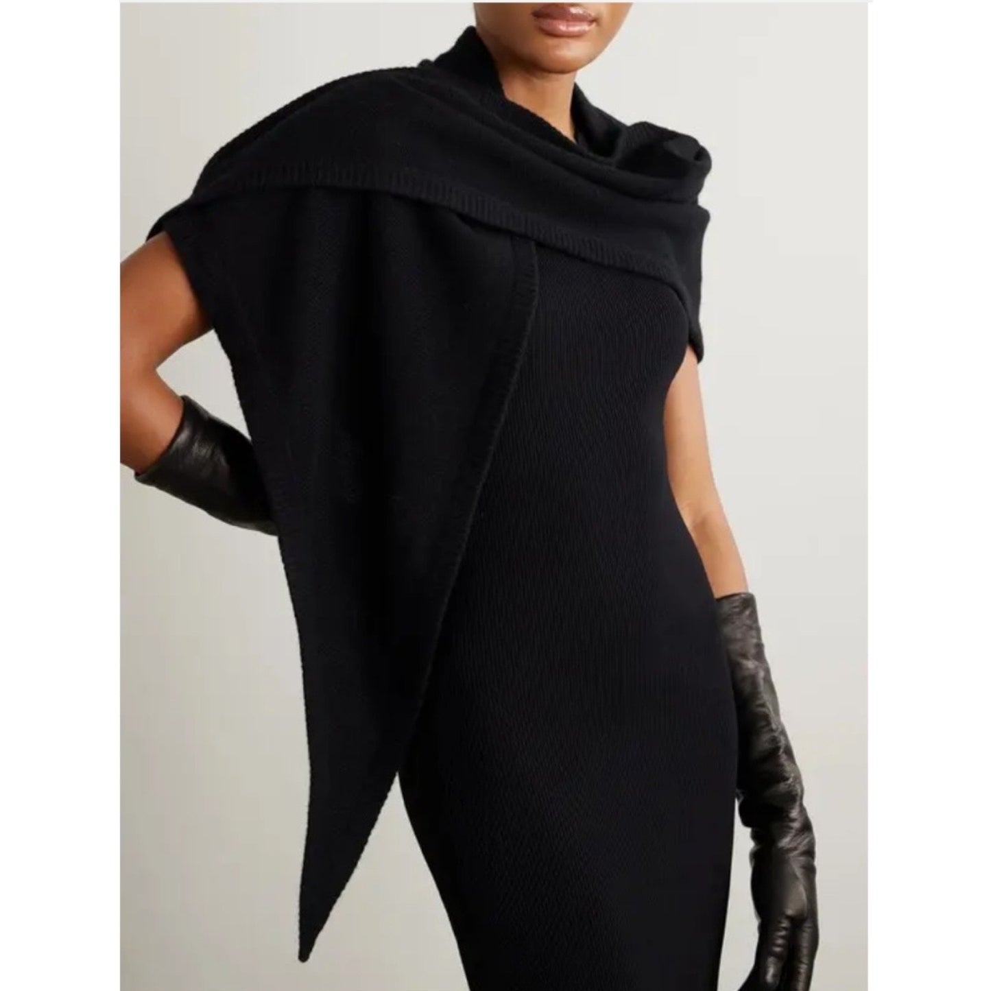 Toteme Triangle Wool & Cashmere Blend Scarf Wrap Black One Size