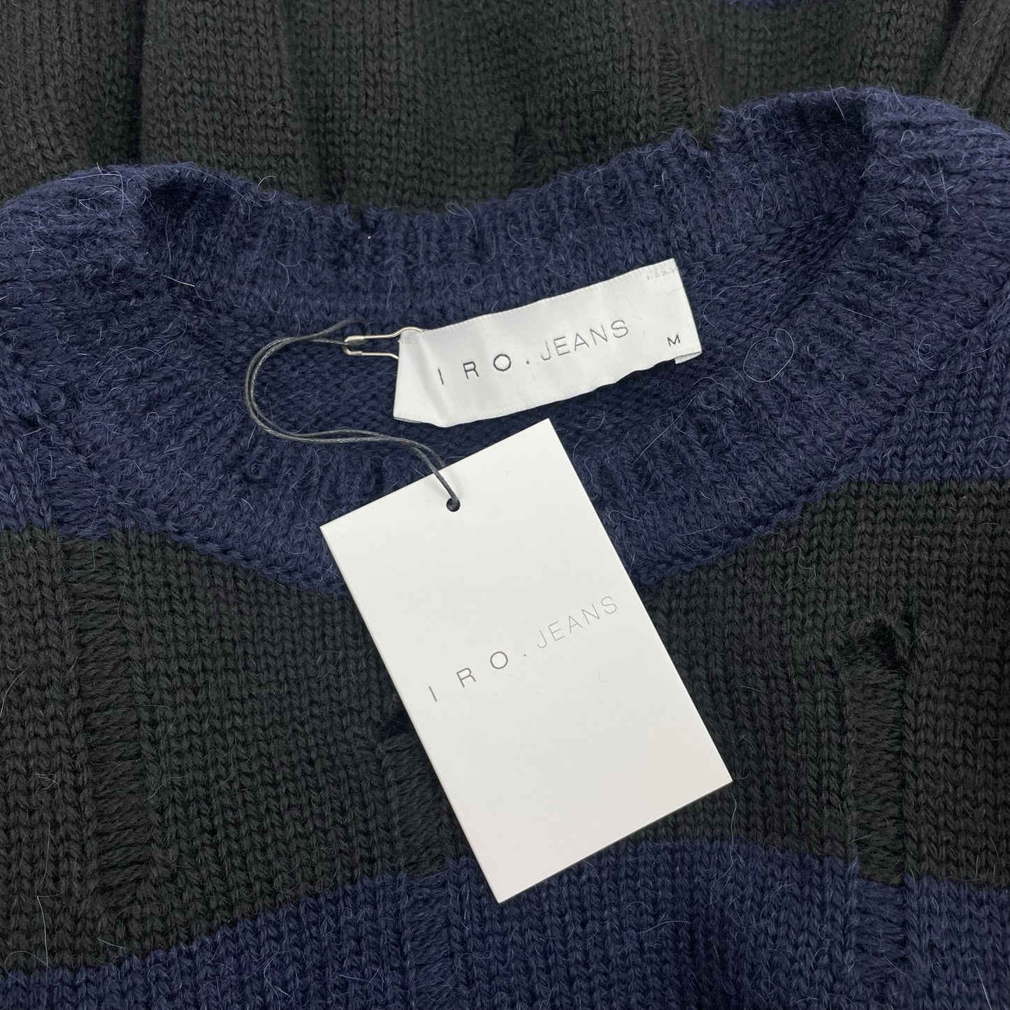 IRO Jeans Stys Distress Alpaca Blend Sweater Blue Black Size M