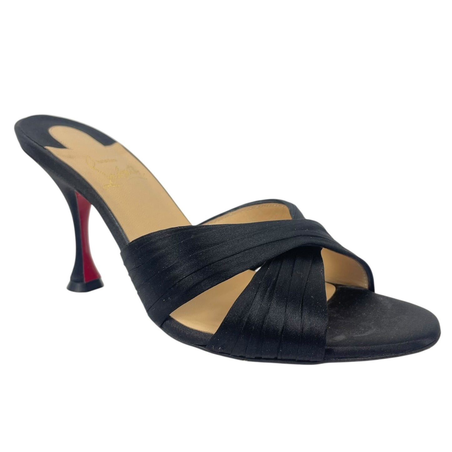 Christian Louboutin Nicol is Back 85 Crepe Satin Mule Sandal Size 37.5