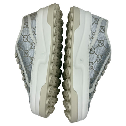 Gucci Tennis 1977 Treck GG Monogram Flatform Sneaker Silver Size 36
