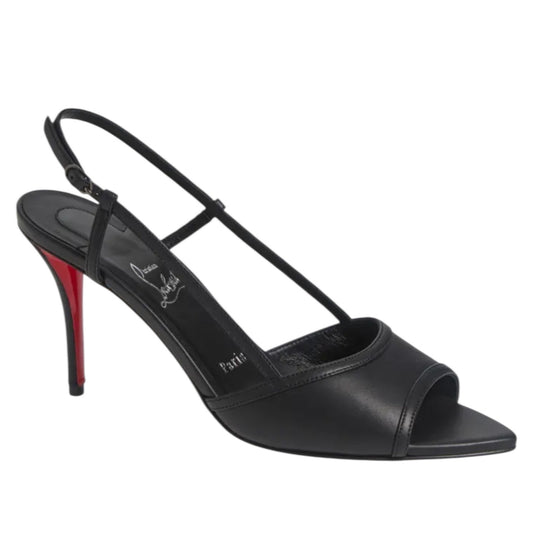 Christian Louboutin Miss Z Open Toe Slingback Sandal Black Size 39.5