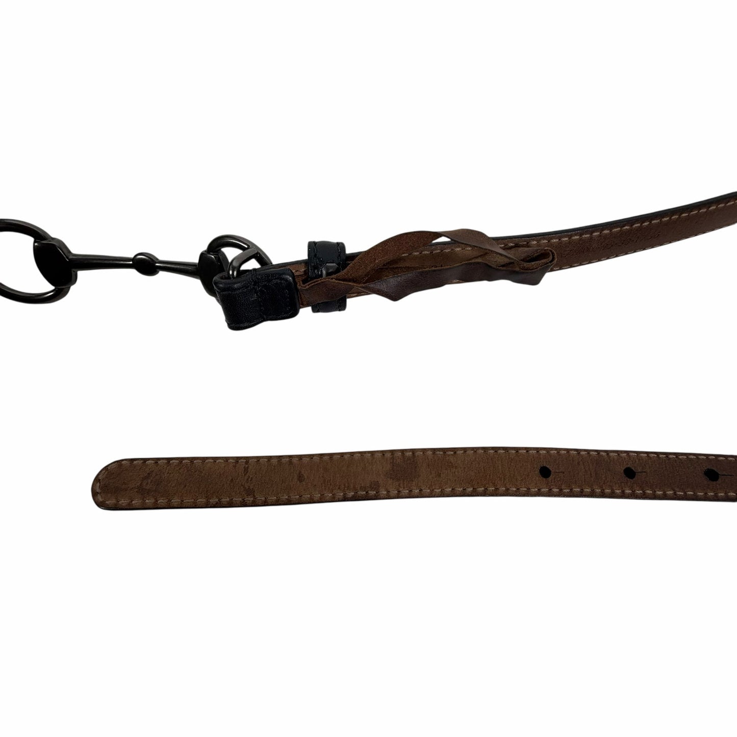 Gucci Horsebit Buckle Thin Belt Black Pebble Leather Size 95cm/38"