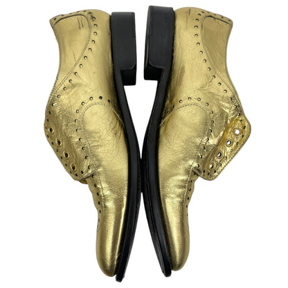 The Office of Angela Scott Glitter Strap Slip On Oxford Shoes Gold Size 40