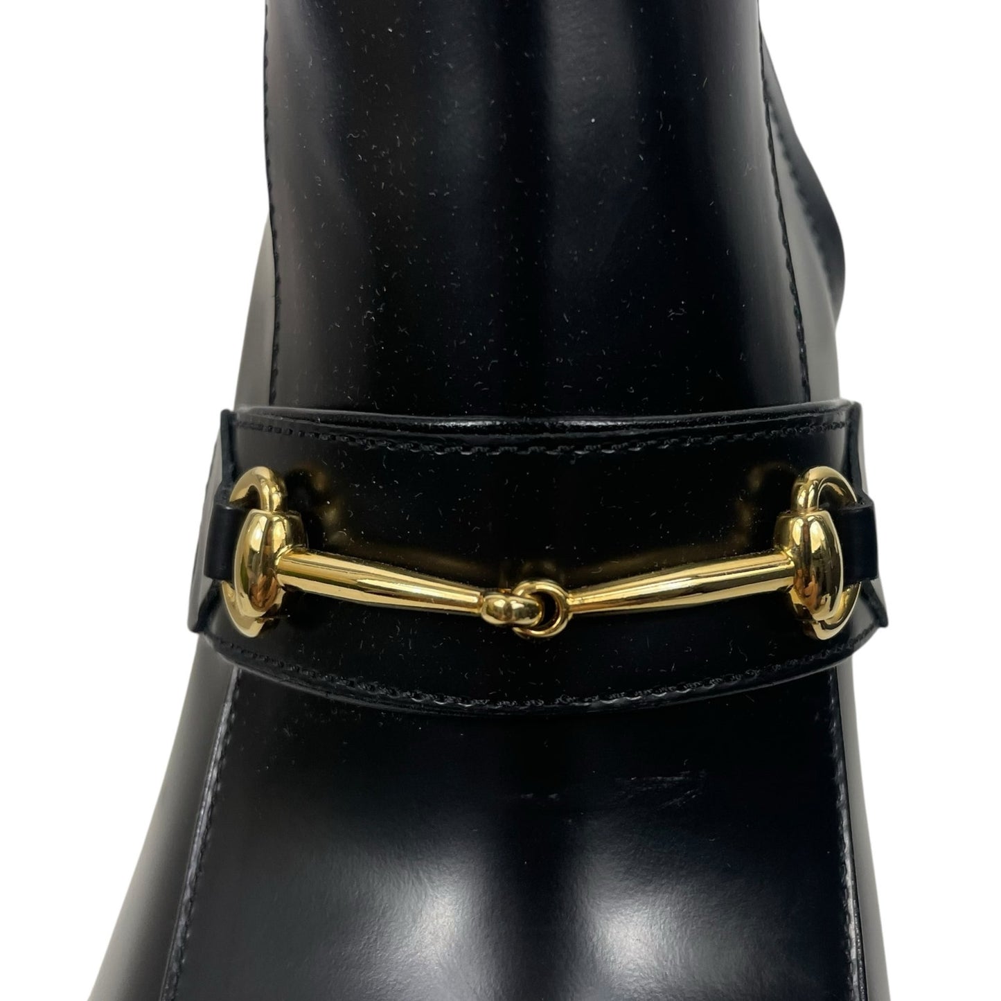 Gucci Magnum Calf Leather Horsebit Lug Sole Boots Black Size 40