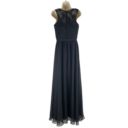 Monique Lhuillier Bridesmaid Gown Maxi Dress Belt Tie Black Size 6