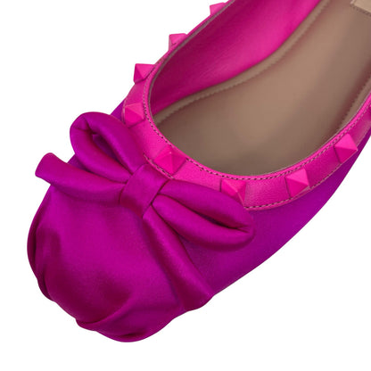 Valentino Garavani Rockstud Satin Ballet Flat Pink Size 41