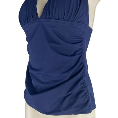 Tommy Bahama Island Halter Neck Swim Tankini Top Solid Blue Size XS