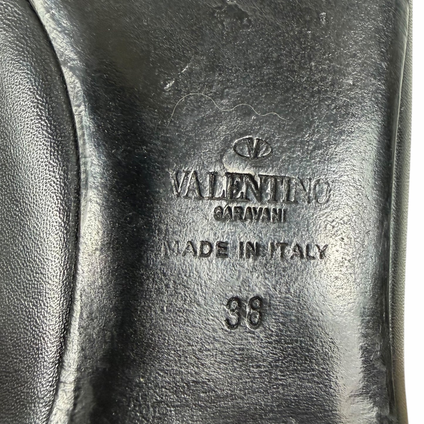 Valentino Garavani Rockstud Caged Leather Ballet Flats Black Size 38