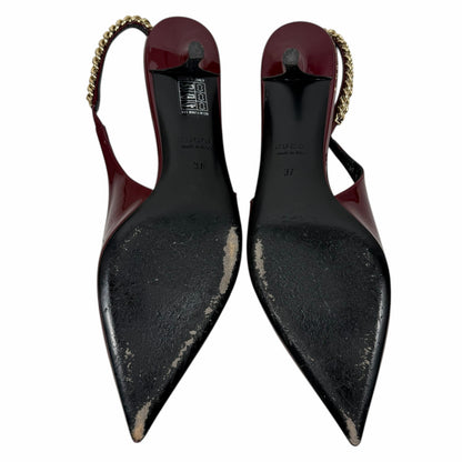 Gucci Signoria 45mm Patent Leather Slingback Pump Kitten Heel Red Size 37