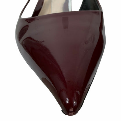 Gucci Signoria 45mm Patent Leather Slingback Pump Kitten Heel Red Size 37