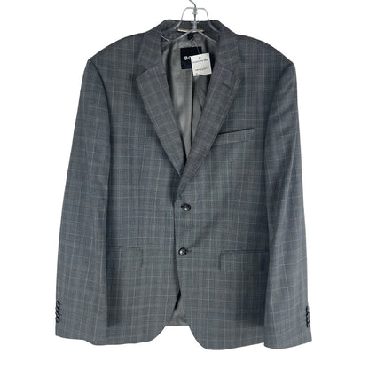 Hugo Boss Plaid Wool Suit Jacket Blazer 2 Buttons Gray Size 42S