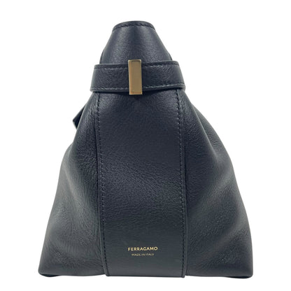 Salvatore Ferragamo Hug Soft Crossbody Bag Large Clutch Black Leather