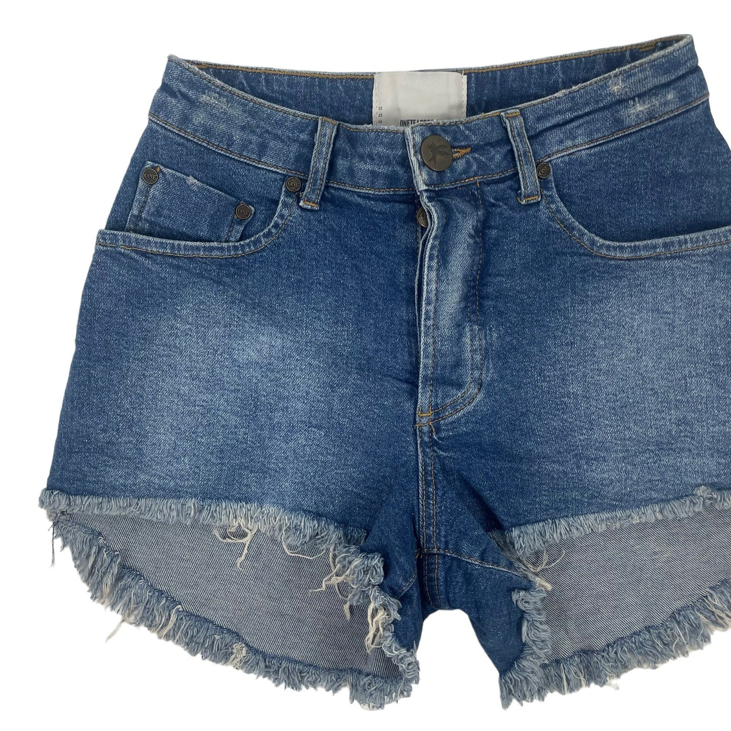 One Teaspoon Bonita High Waist Fray Hem Denim Shorts Soho Size 26