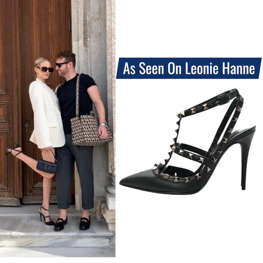 Valentino Garavani Noir Rockstud 100mm Caged Leather Pumps Black Size 36.5