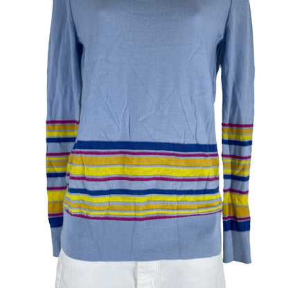 Derek Lam 10 Crosby Cashmere Silk Blend Striped Sweater Blue Size XS