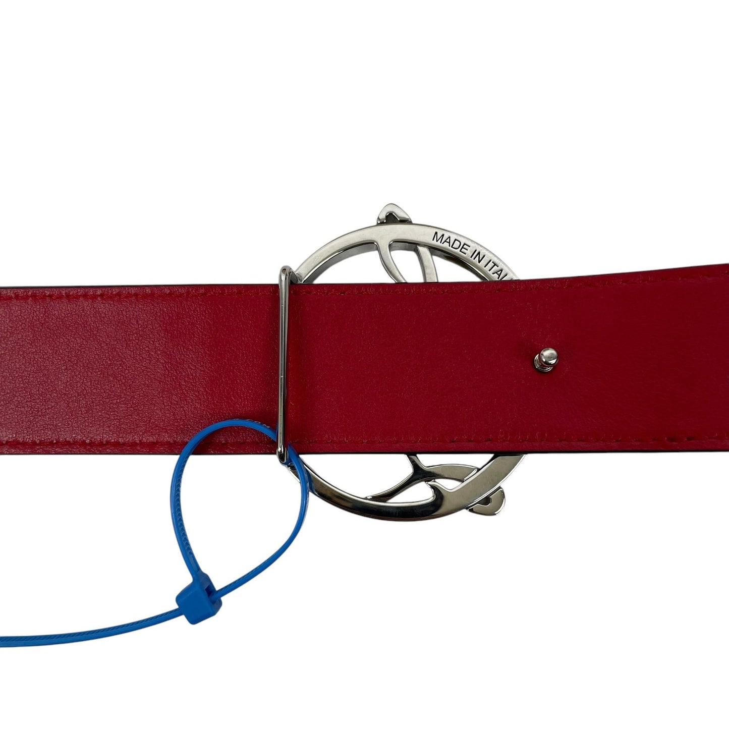 Christian Louboutin CL Logo Crocodile Reversible Leather Belt Blue Size 85/34