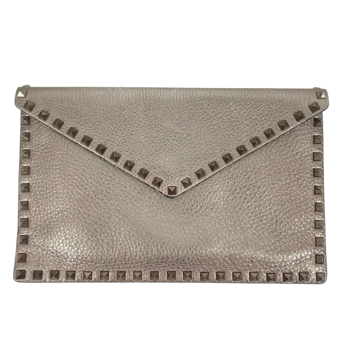 Valentino Garavani Rockstud Large Metallic Envelop Clutch Bag Bronze