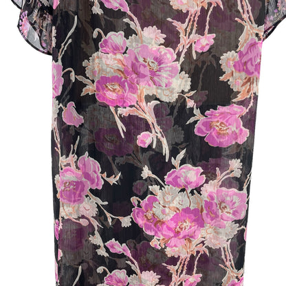 MISA Los Angelos Naia Floral Print Chiffon Wrap Midi Dress Size XS