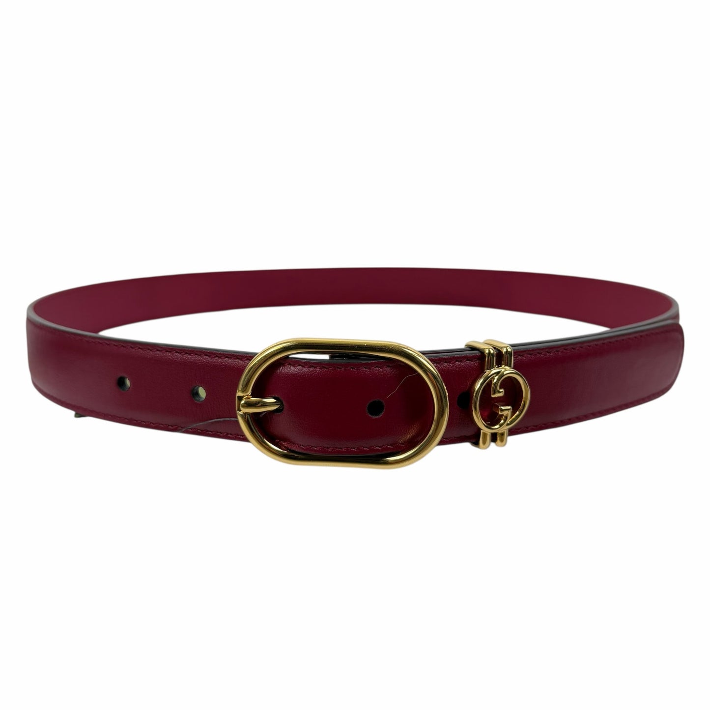 Gucci Interlocking GG Logo Leather Belt Russet Red Size 80cm/ 32in