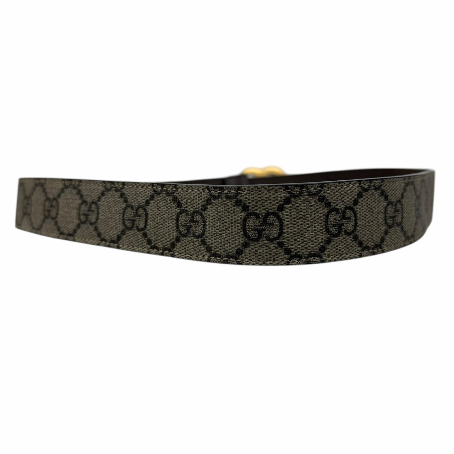 Gucci Canvas Monogram GG Buckle Supreme Leather Belt Brown Size 85cm/34"