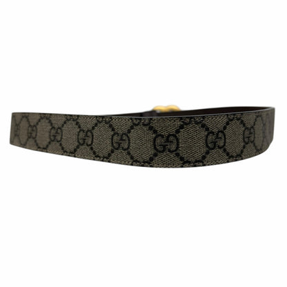 Gucci Canvas Monogram GG Buckle Supreme Leather Belt Brown Size 85cm/34"
