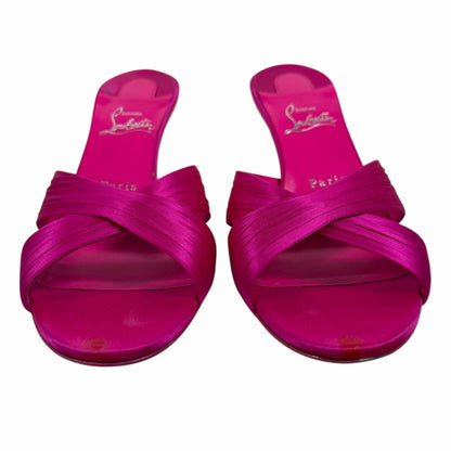 Christian Louboutin Nicol is Back 85 Crepe Satin Mule Sandal Pink Size 40