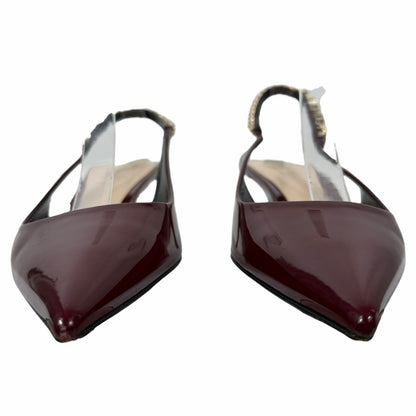 Gucci Signoria 45mm Patent Leather Slingback Pump Kitten Heel Red Size 37