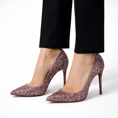 Christian Louboutin Pigalle 120 Glitter Pointed Toe Pump Pink Size 38