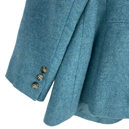 Talbots Wool Blend 2 Button Blazer Jacket Heather Teal Blue Size 14W