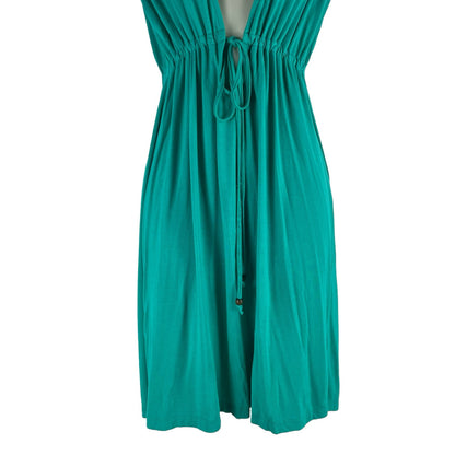 Nicole Miller Hooded Front Tie Swim Coverup Mini Dress Green Size S