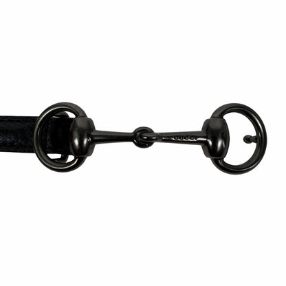 Gucci Horsebit Buckle Thin Belt Black Pebble Leather Size 95cm/38"