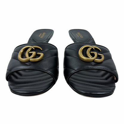 Gucci Nappa Matelasse GG Marmont 75mm Slide Sandal Black Size 37.5
