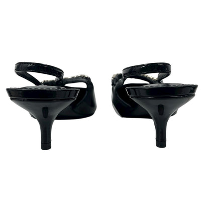 Mango Pointed Toe Kitten Heel Slingback Pump Link Strap Size 40/ 9