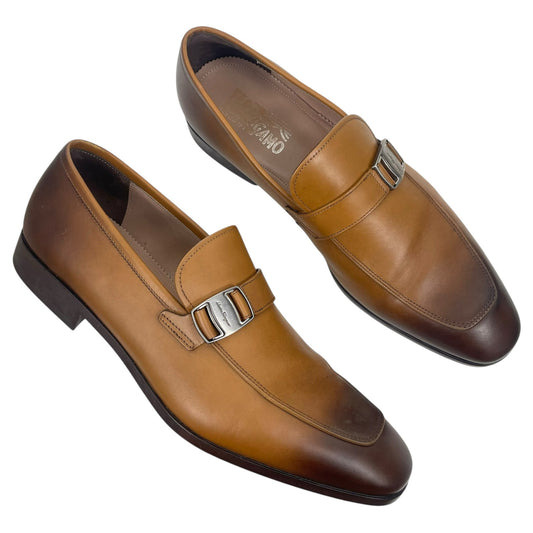 Salvatore Ferragamo Benson Burnished Side Buckle Leather Loafer Size 11E