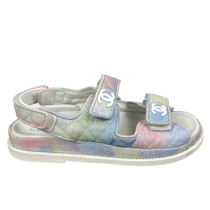 Chanel Dad Sandals Quilted Tie Dye Cloth 2022 Double Strap Size 38