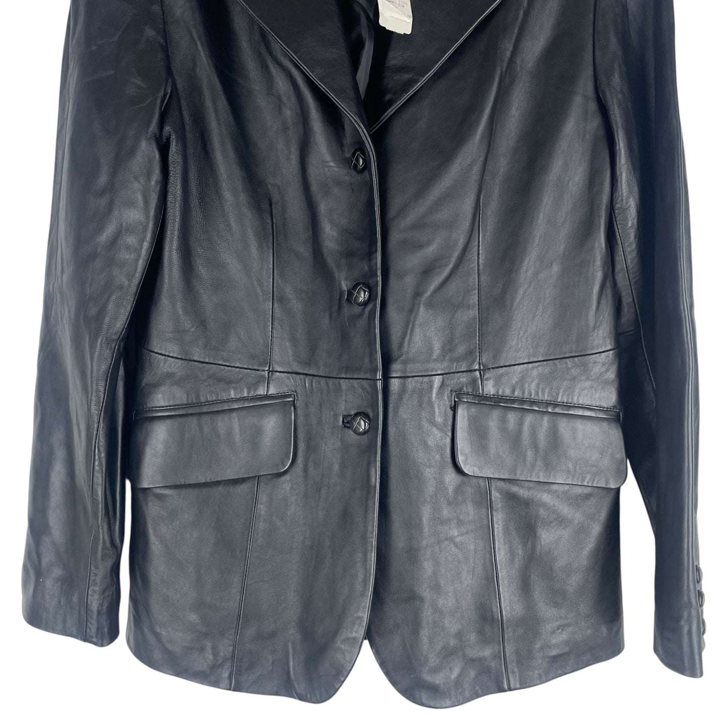 Croft & Barrow Black Lambskin Leather Blazer Jacket 3 Buttons Size M