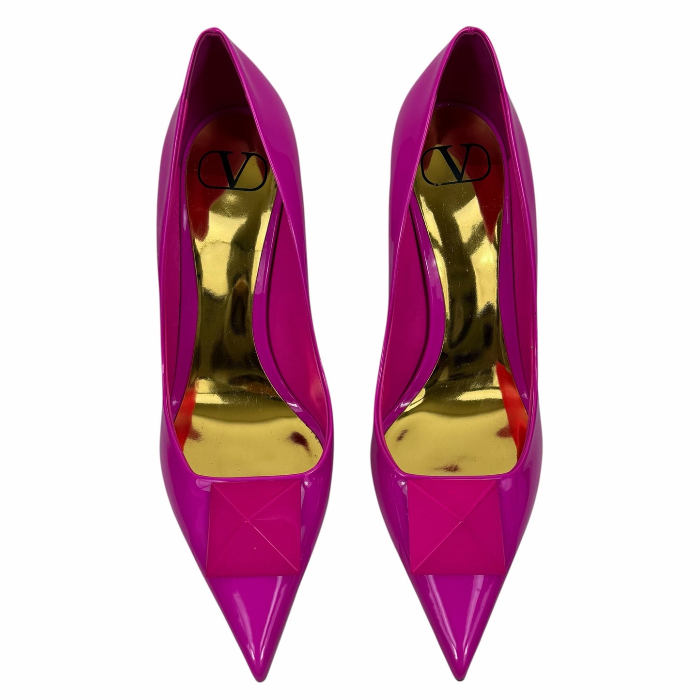 Valentino Garavani One Stud Patent Leather Pump Hot Pink Size 38
